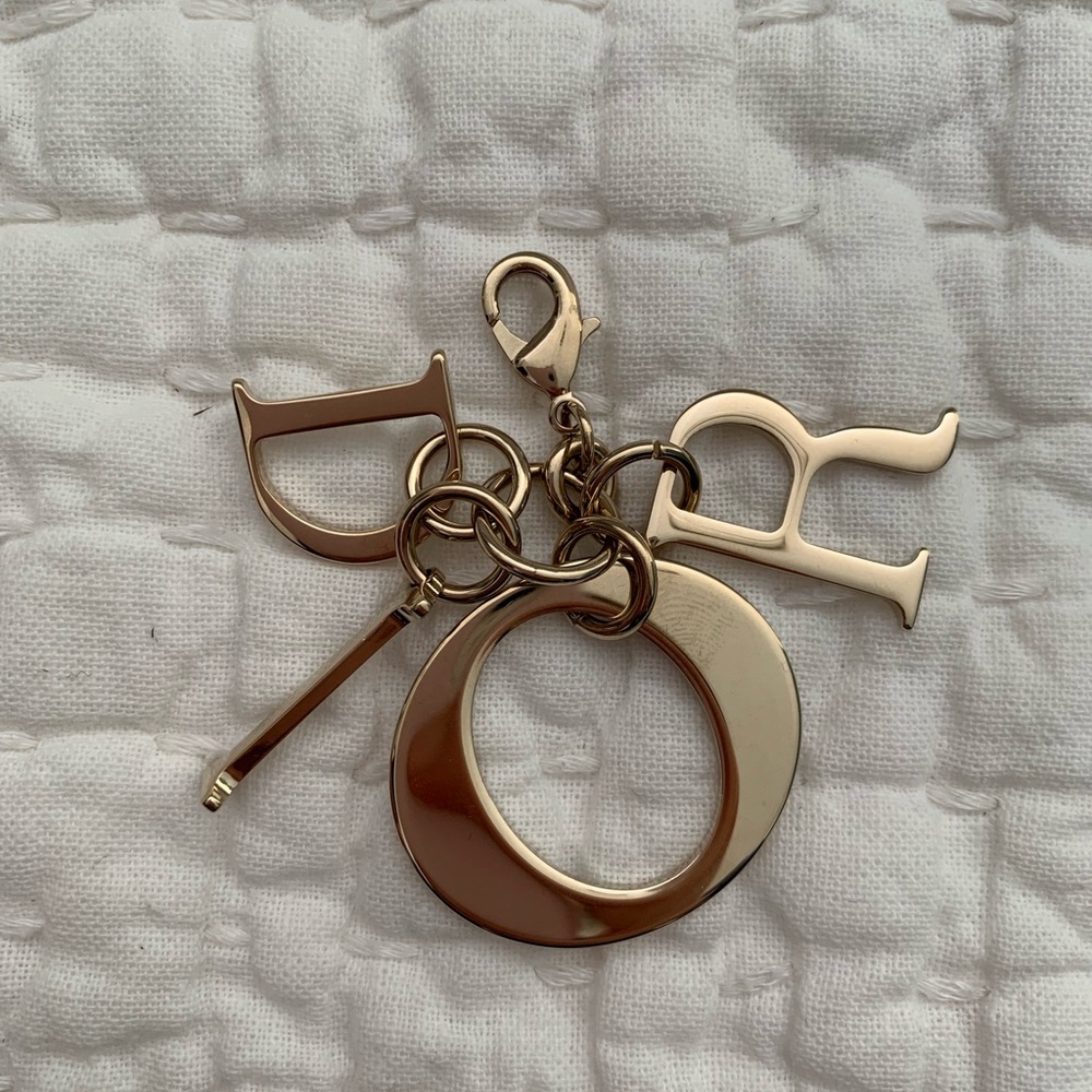 Silvertone Dior Letters Keychain